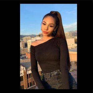 Black off the shoulder bodysuit